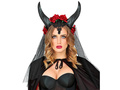 Opaska z welonem i rogami diablicy - 1 szt.