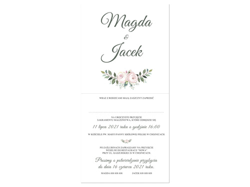 Zaproszenie personalizowane na ślub z kopertą - 6 szt.
