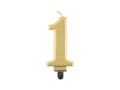 Świeczka cyferka metaliczna złota - 1 - jeden