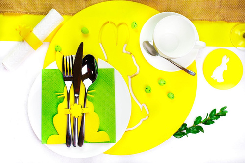 Etui na sztućce ze sztywnego filcu - Zajączek Wielkanocny - 2 szt.