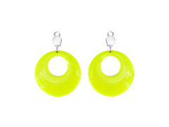 Kolczyki klipsy Koła żółte neonowe