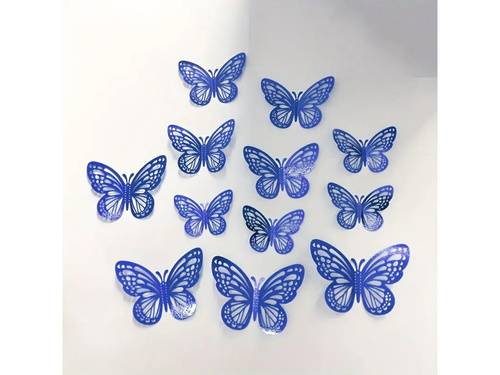Dekoracja lustrzana Motyle niebieskie 2D- 12 szt.