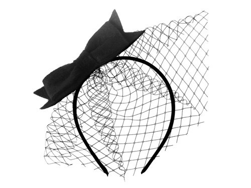 Fascynator opaska kokarda czarna - 1 szt.