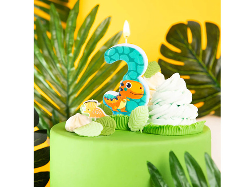 Świeczka cyferka Dinozaury - 3 - trzy