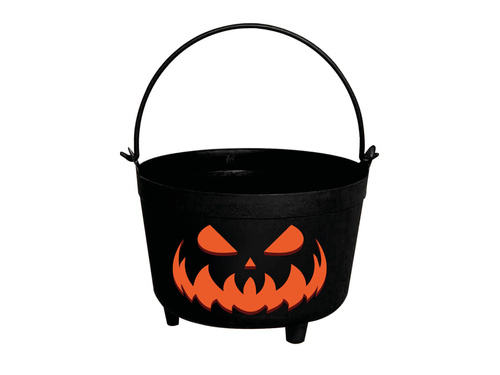 Wiaderko czarne z dynią na Halloween - 24 x 23 cm - 1 szt.