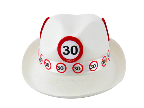 Biały kapelusz na 30 urodziny - 1 szt.