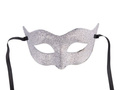 Maska karnawałowa srebrna z brokatem - 1 szt.