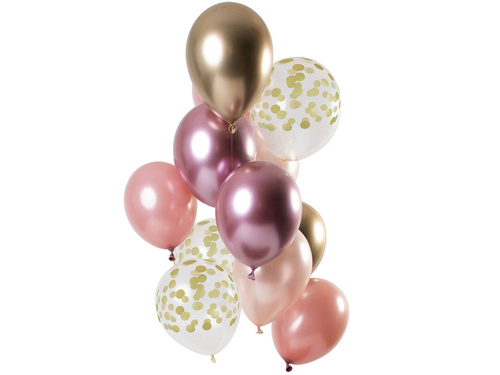 Zestaw balonów lateksowych różowo-złoty - 30 cm - 12 szt.