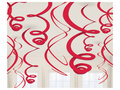 Dekoracja wisząca Swirl czerwona - 56 cm - 12 szt.