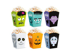 Pudełka halloweenowe na popcorn Monsters - 6 szt.