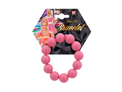 Różowa koralikowa bransoletka disco lata 70.