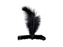 Opaska z piórem Retro czarna z piórem - 1 szt.