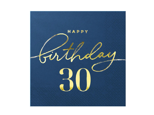 Serwetki na trzydzieste urodziny granatowe - 33 cm - 10 szt.