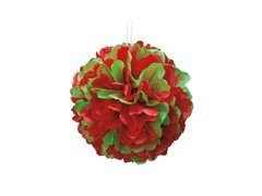Dekoracja wisząca pompon czerwono-zielona - 1 szt.