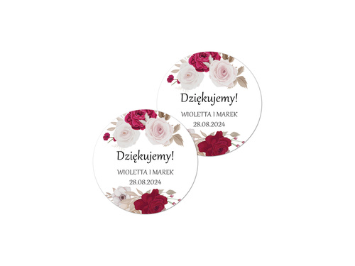 Naklejki personalizowane dla gości weselnych - 50 szt.