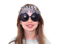 Okulary Happy New Year czarno-srebrne - 1 szt.