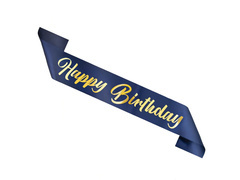 Szarfa urodzinowa Happy Birthday granatowa - 1 szt.