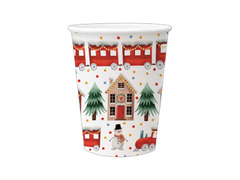 Kubeczki papierowe na Święta Bożego Narodzenia Świątecznie Miasteczko  - 250 ml - 8 szt.