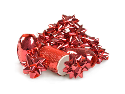 Zestaw do dekoracji prezentów czerwony - 16 szt.