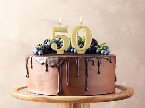 Świeczka cyferka metaliczna złota - 5 - pięć