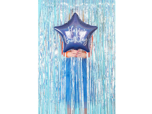 Balon foliowy gwiazda Happy Birthday granatowy - 40 cm - 1 szt.