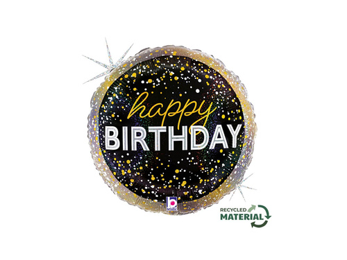 Balon foliowy okrągły Metallic Happy Birthday Party - 14" - 1 szt.