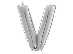 Balon foliowy srebrna litera V - 66 cm - 1 szt.