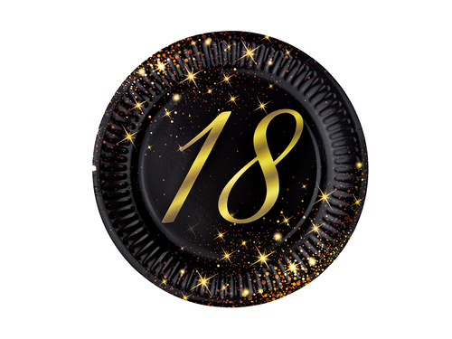 Talerzyki papierowe na 18 urodziny Sparkling - 18 cm - 6 szt.