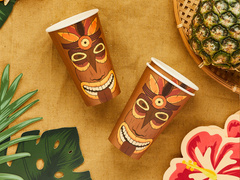 Kubeczki papierowe tropikalny Posąg  - 475 ml - 8 szt.