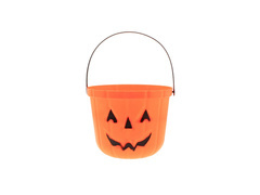 Wiaderko pomarańczowe z dynią na Halloween - 15 x 18,5 cm - 1 szt.