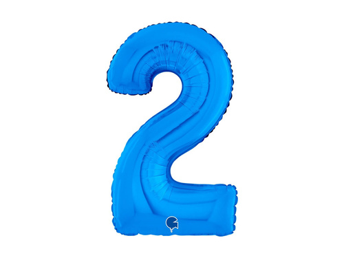 Balon foliowy cyfra 2 niebieski - 26" - 1 szt.