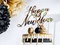 Topper na tort Happy New Year złoty - 24 cm