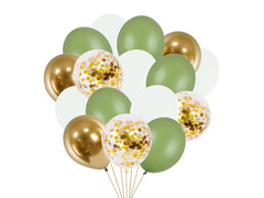 Zestaw balonów zielono- złoty  - 16 szt.