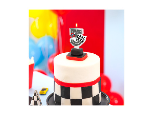 Świeczka cyferka Wyścigówki - 5 - 7 cm - 1 szt.