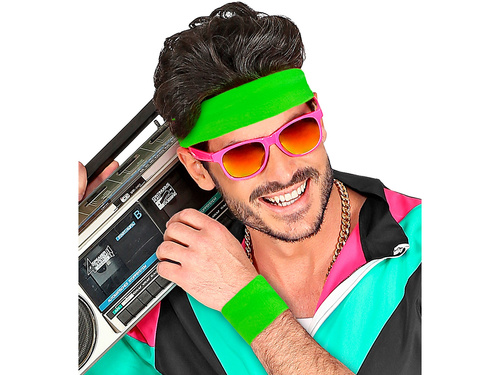 Opaski neonowe zielone Disco lata 80-te - 2 szt.
