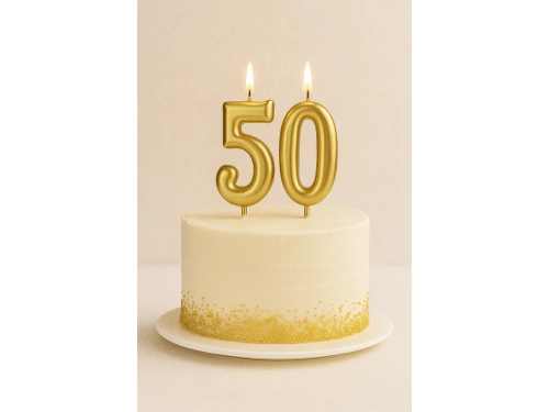 Świeczki cyferki złote - 50 - 2 szt.