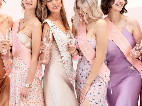 Szarfy Bride to be i Bridesmaid - 6 szt.