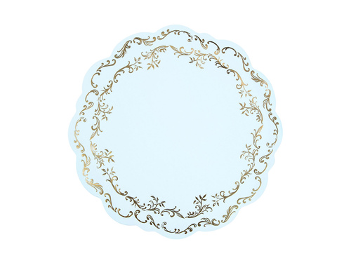 Podkładki pod talerze złote listki - błękitny - 35,5 cm - 6 szt.