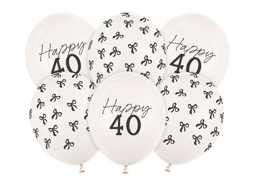 Zestaw balonów lateksowych na czterdziestkę - 30 cm - 6 szt.
