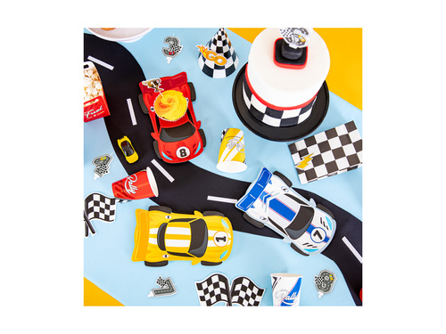 Świeczka cyferka Wyścigówki - 3 - 7 cm - 1 szt.