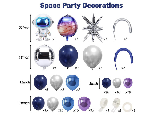 Zestaw balonów do girlandy Kosmos - 115 szt.