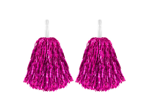 Pompony cheerleaderki metaliczne różowe - 2 szt.