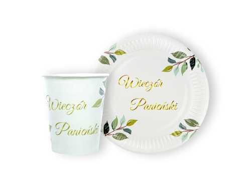 Zestaw kubeczki + talerzyki papierowe na Wieczór Panieński - 24 szt.