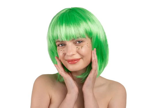 Peruka z grzywką Neonowa Zielona - 1 szt.