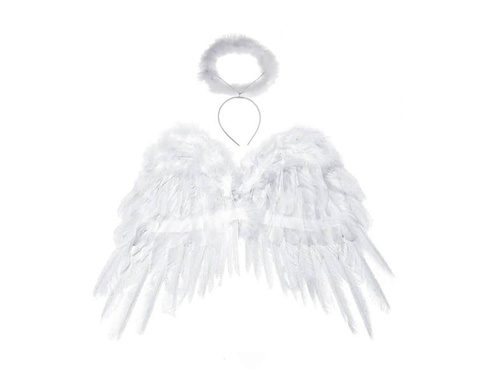 Skrzydła anioła białe z aureolką - 50 x 35 cm - 1 szt.