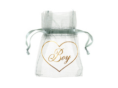 Woreczki z organzy Boy zielone - 7,5 x 10 cm - 6 szt.