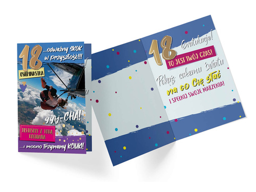 Kartka urodzinowa z kopertą na osiemnastkę - 1 szt.