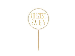 Topper papierowy na tort Chrzest Święty złoty - 1 szt.