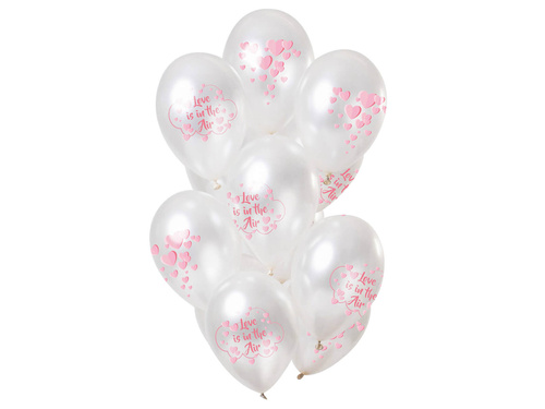 Balony lateksowe z nadrukiem Love is in the air - 30 cm - 12 szt.