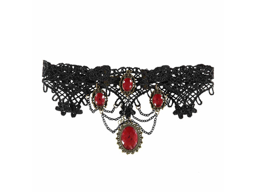 Naszyjnik gotycki z czerwonymi kamieniami - 1 szt.